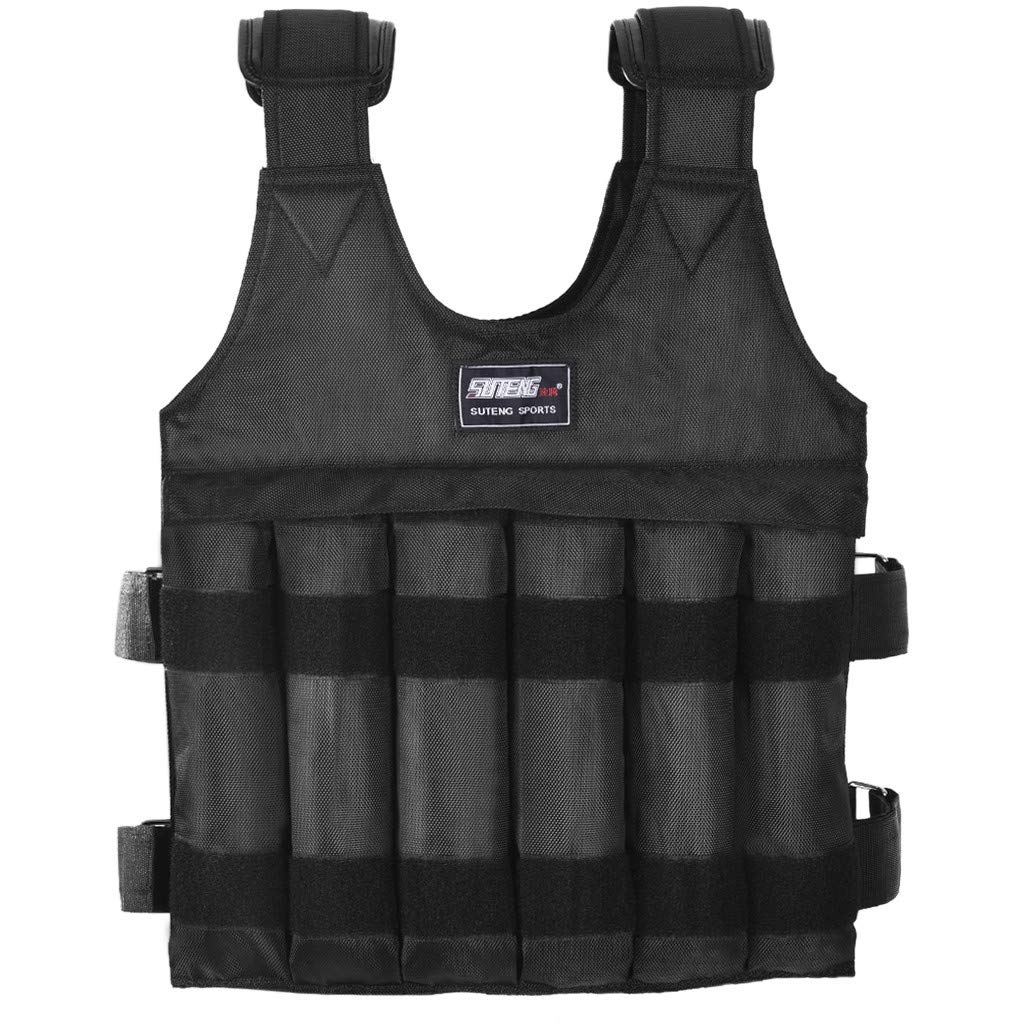 Adjustable Weighted Vest - 110 lbs Capacity with 12 Sand/Steel Pockets