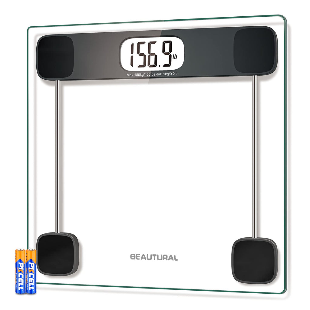 Digital Bathroom Scale - 400lb Capacity with LCD Display & Batteries Included