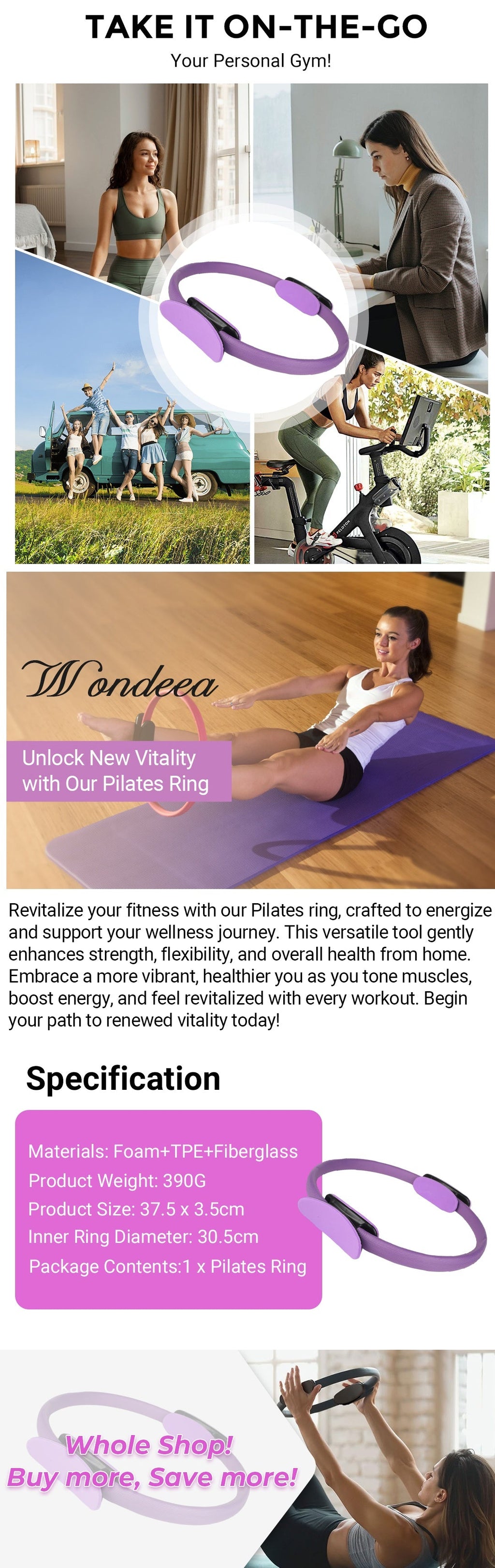 Pilates Ring 12" - Fitness Circle for Resistance Training & Toning