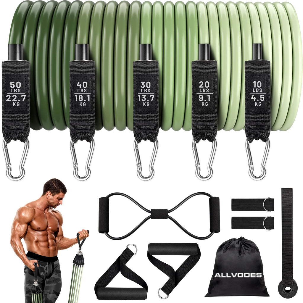Resistance Band Set - 150 lbs with Handles, Ankle Straps & Door Anchor