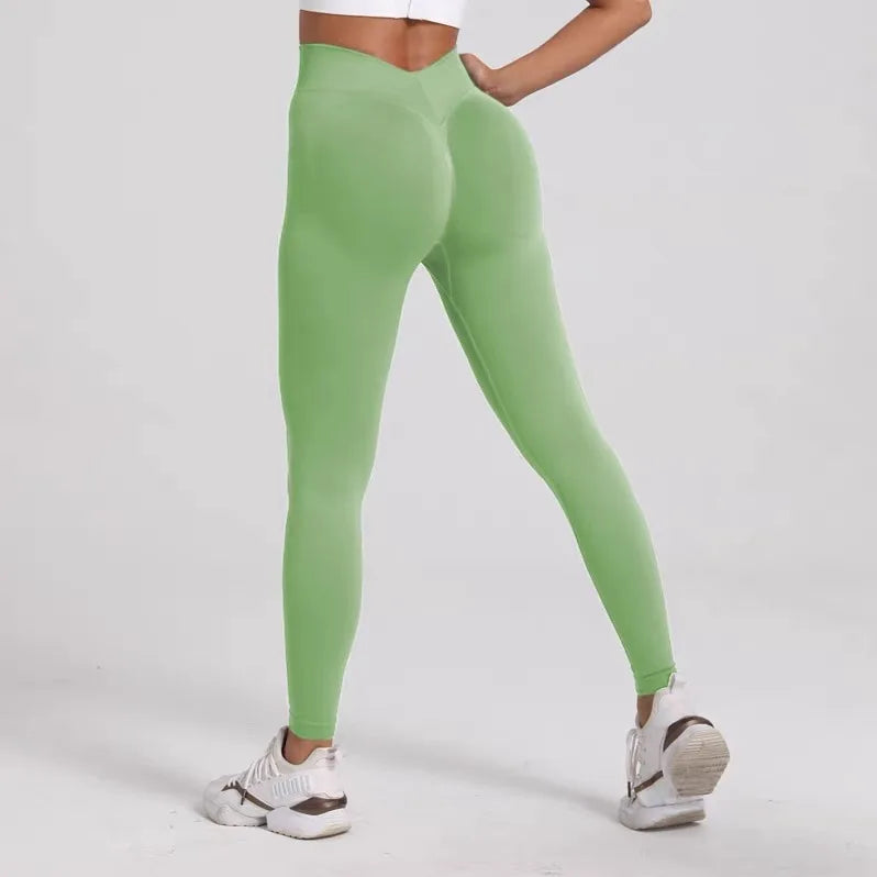 V-Back Scrunch Butt Leggings for Women – Seamless Yoga & Gym Tights | Booty Lifting