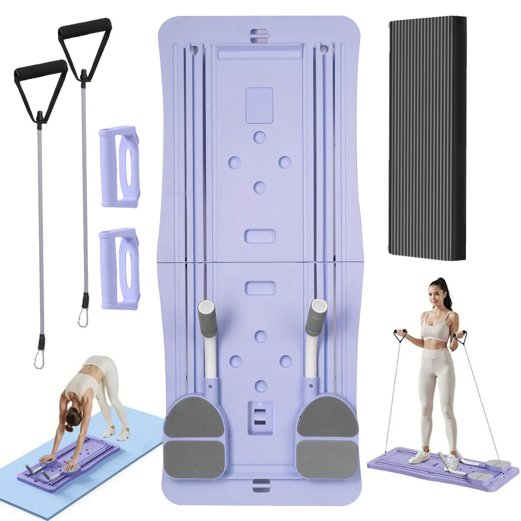 Foldable Pilates Board - 4-in-1 Core Trainer with Resistance Bands for Home Gym