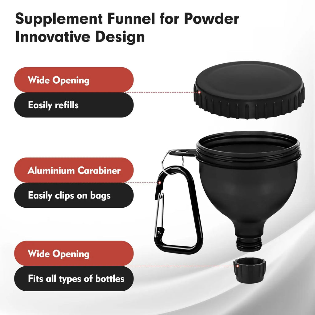 Portable Protein Powder Funnel with Carabiner - 50ml Travel Container