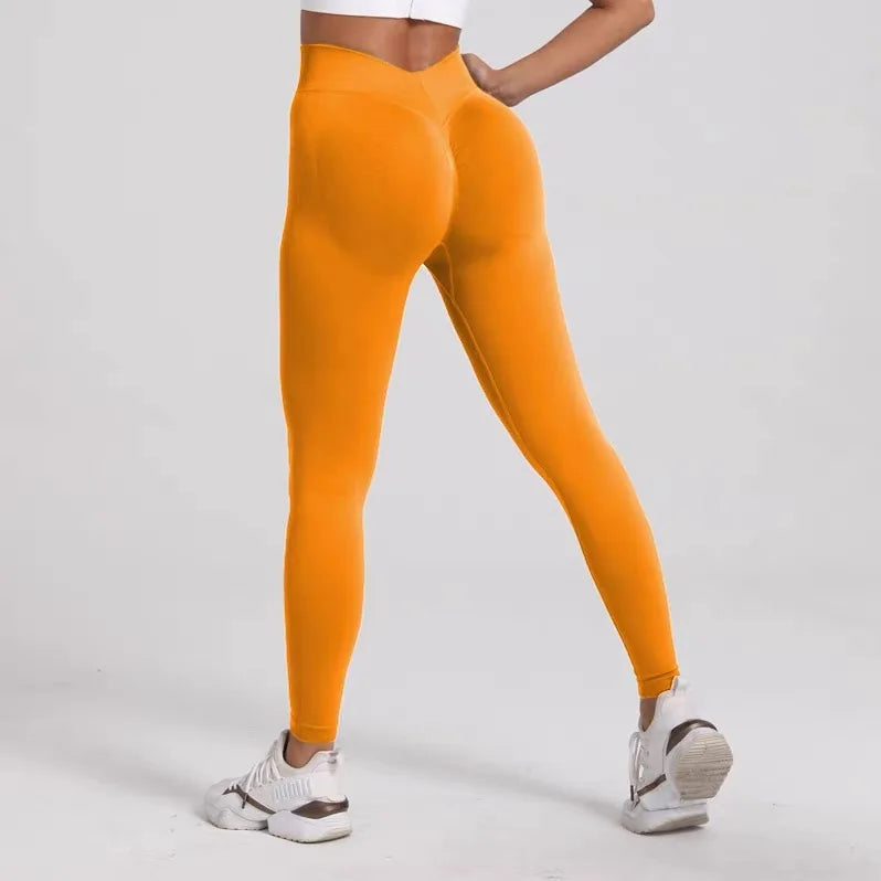 V-Back Scrunch Butt Leggings for Women – Seamless Yoga & Gym Tights | Booty Lifting