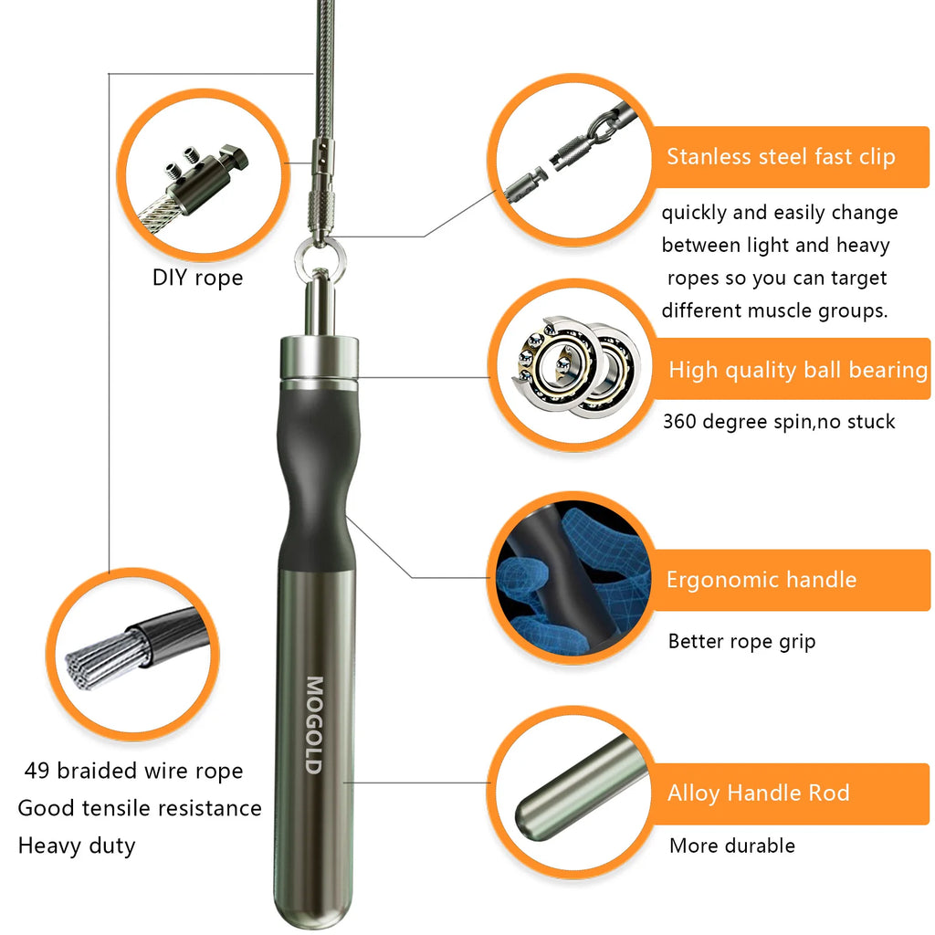 Weighted Jump Rope - Interchangeable 3.0-5.0 lb Cables with Aluminum Handles