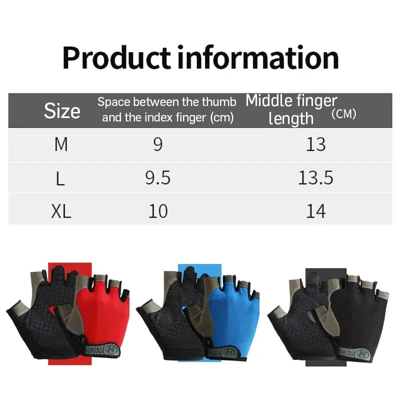 Gym Gloves - Fingerless Anti-Slip for Weight Lifting, Training & Cycling