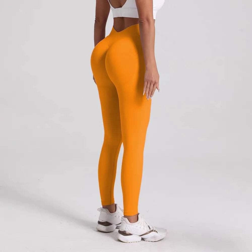 V-Back Scrunch Butt Leggings for Women – Seamless Yoga & Gym Tights | Booty Lifting