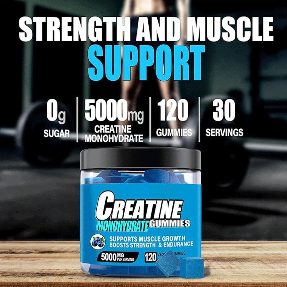 Creatine Monohydrate Gummies for Men & Women – Boost Focus, Muscle, Strength, Recovery, Cognitive Health & Memory | Vegan