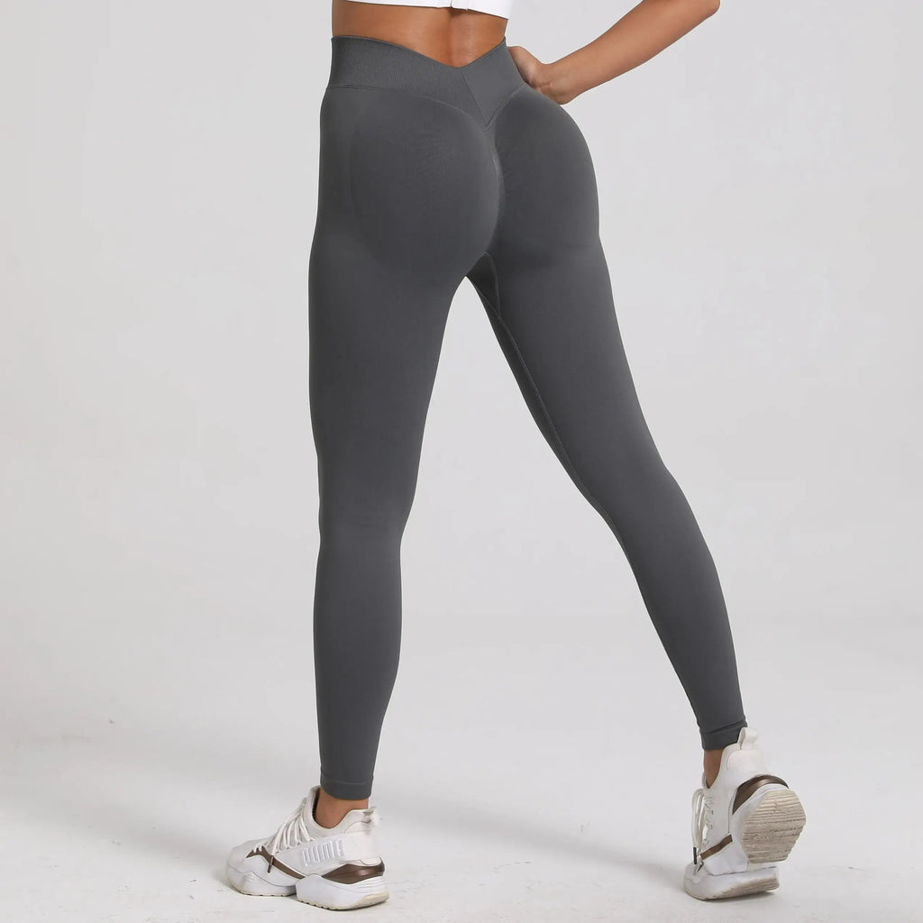 V-Back Scrunch Butt Leggings for Women – Seamless Yoga & Gym Tights | Booty Lifting