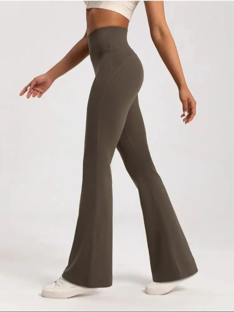 High-Waist Flare Yoga Leggings - Breathable Wide Leg Pants