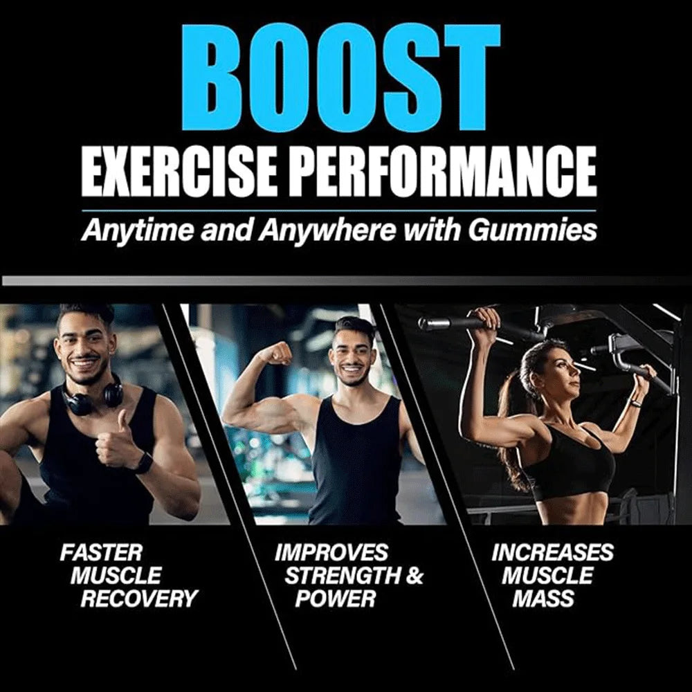 Creatine Monohydrate Gummies for Men & Women – Boost Focus, Muscle, Strength, Recovery, Cognitive Health & Memory | Vegan