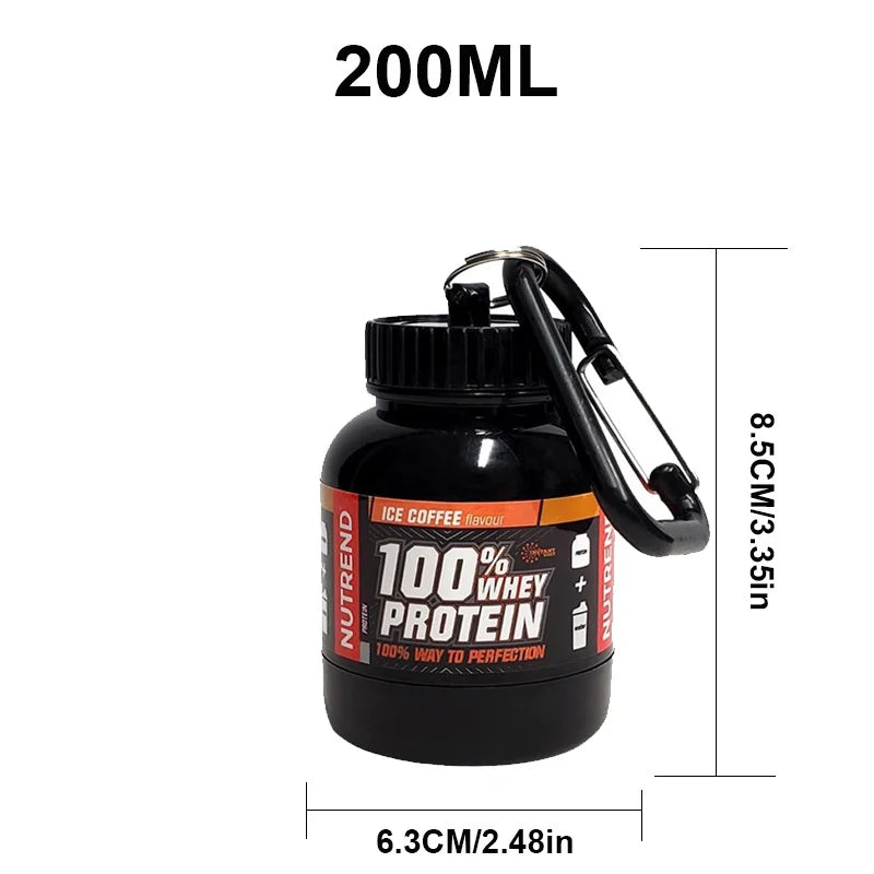 Portable Protein Powder Container - 100/200ml Leak-Proof Supplement Storage