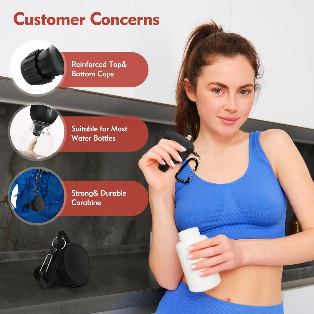 Portable Protein Powder Funnel with Carabiner - 50ml Travel Container