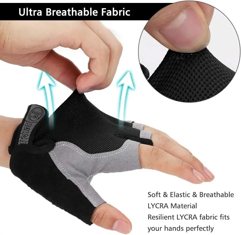 Gym Gloves - Fingerless Anti-Slip for Weight Lifting, Training & Cycling
