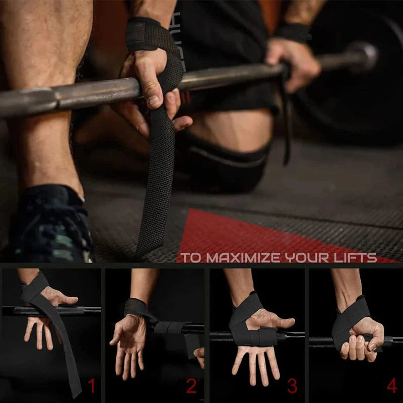 Adjustable Non-Slip Lifting Straps - Cotton & Silicone Grip
