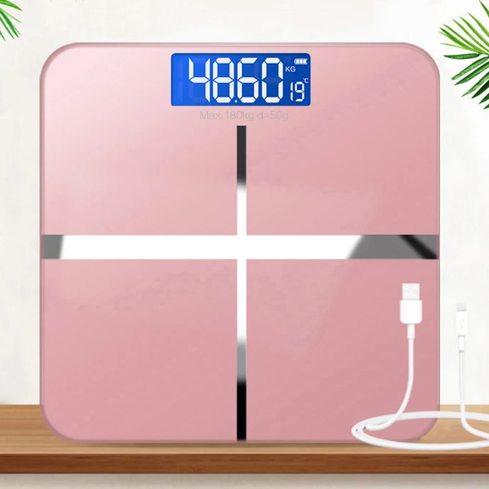Smart Body Weight Scale - USB Rechargeable LED Display for Home & Office
