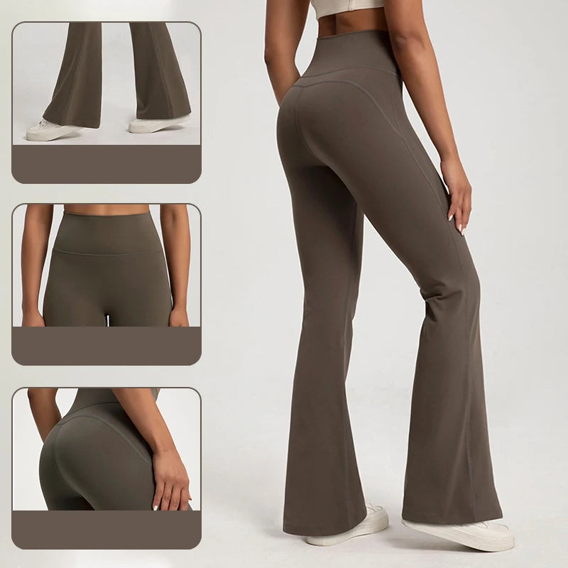 High-Waist Flare Yoga Leggings - Breathable Wide Leg Pants