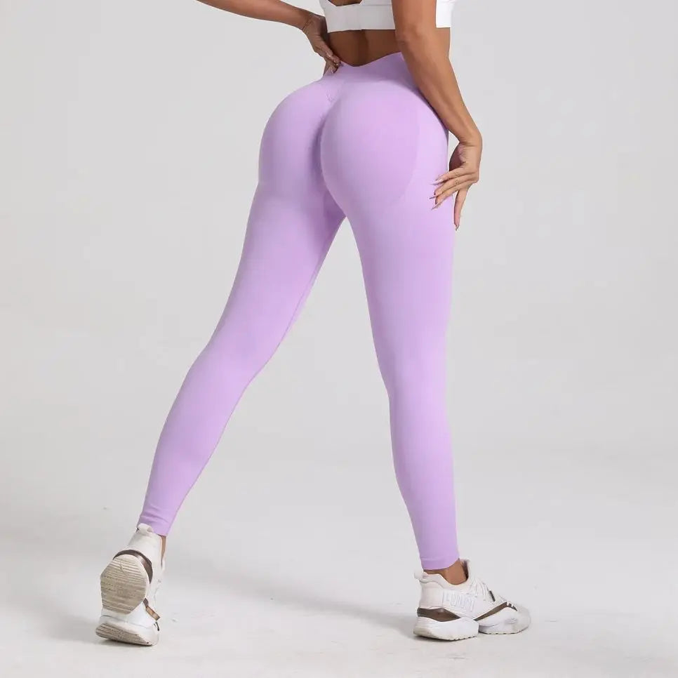 V-Back Scrunch Butt Leggings for Women – Seamless Yoga & Gym Tights | Booty Lifting