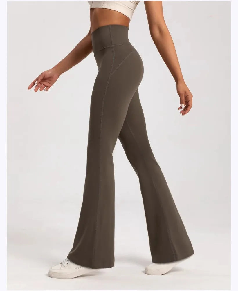 High-Waist Flare Yoga Leggings - Breathable Wide Leg Pants