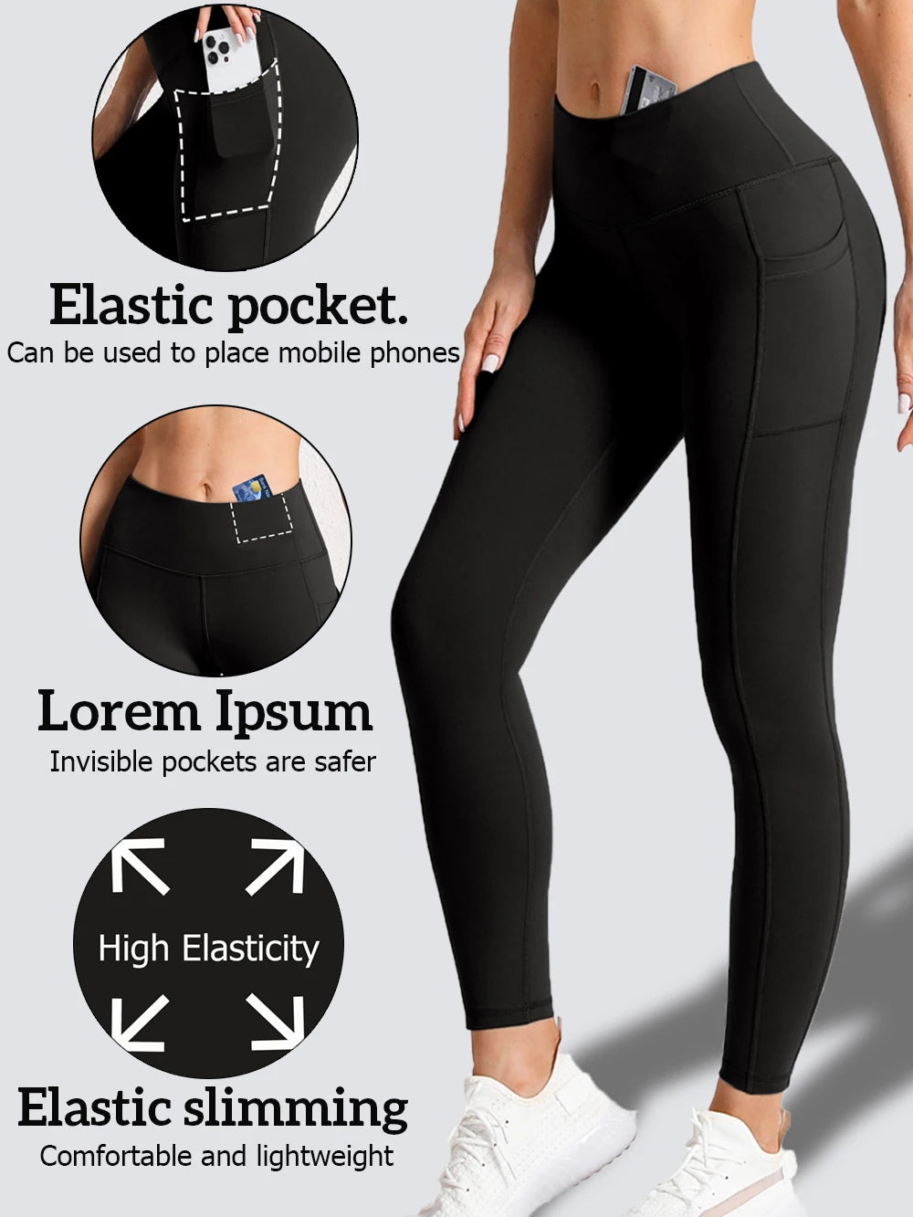 High Waist Gym Leggings for Women – Pockets, Stretch & Squat-Proof | Athletic Running Pants
