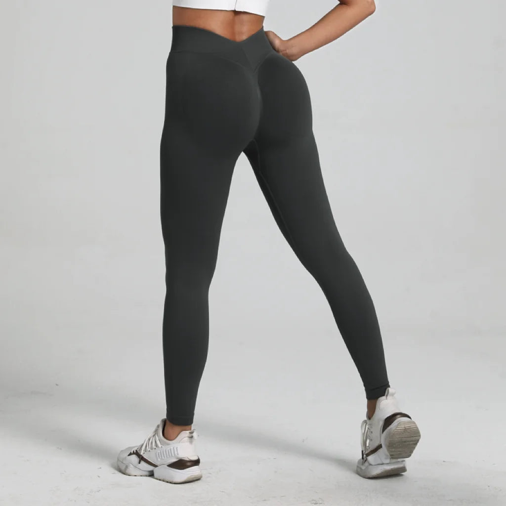 V-Back Scrunch Butt Leggings for Women – Seamless Yoga & Gym Tights | Booty Lifting