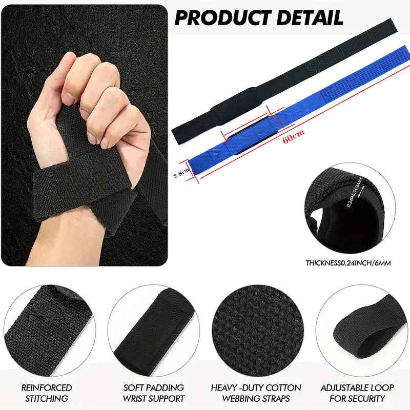 Adjustable Non-Slip Lifting Straps - Cotton & Silicone Grip