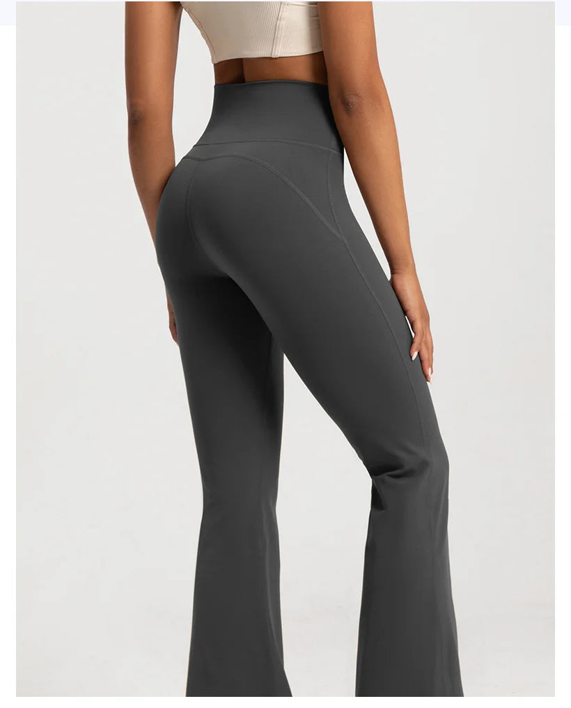 High-Waist Flare Yoga Leggings - Breathable Wide Leg Pants