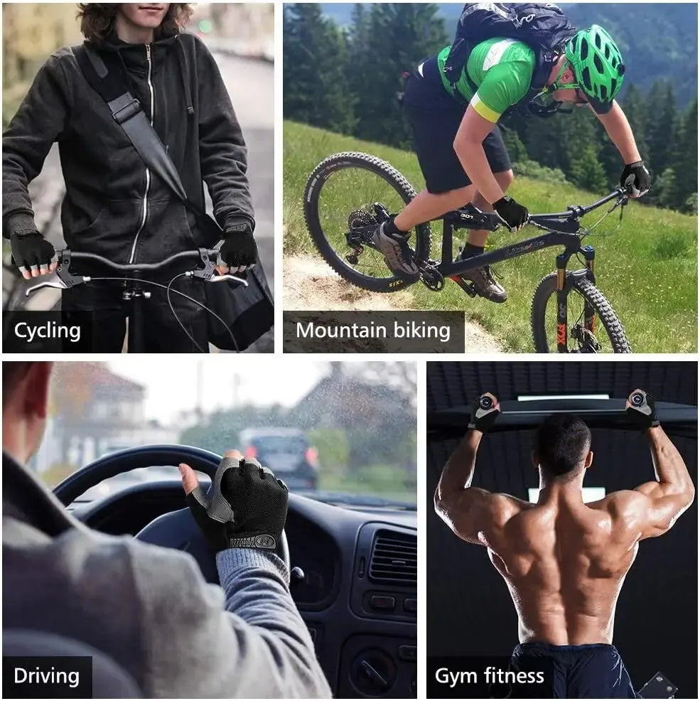 Gym Gloves - Fingerless Anti-Slip for Weight Lifting, Training & Cycling