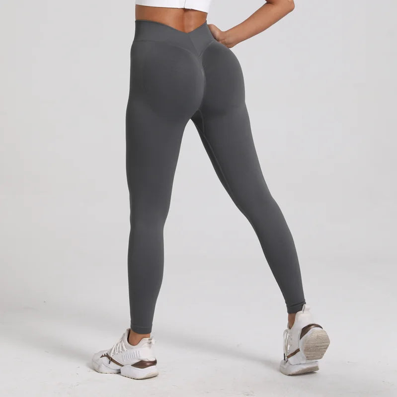 V-Back Scrunch Butt Leggings for Women – Seamless Yoga & Gym Tights | Booty Lifting