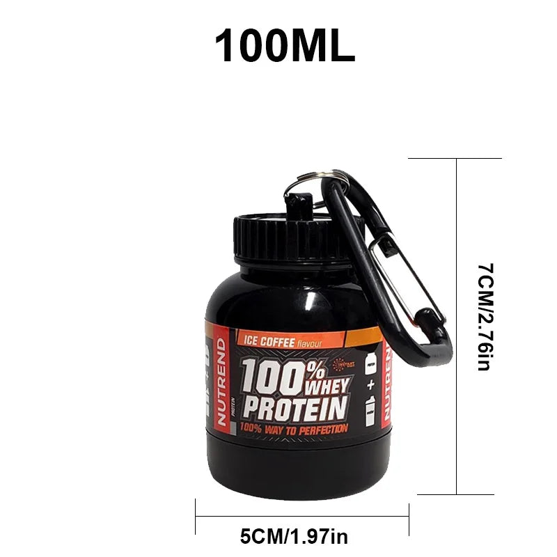Portable Protein Powder Container - 100/200ml Leak-Proof Supplement Storage