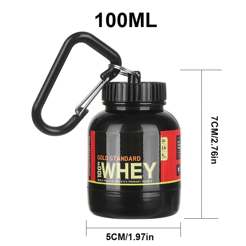 Portable Protein Powder Container - 100/200ml Leak-Proof Supplement Storage