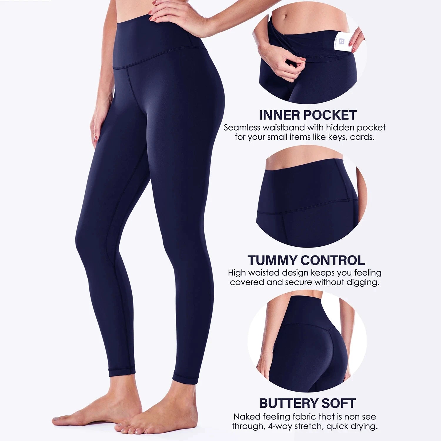 High Waist Gym Leggings for Women – Pockets, Stretch & Squat-Proof | Athletic Running Pants