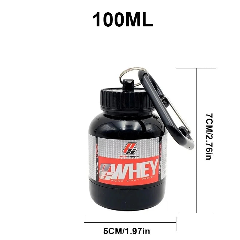 Portable Protein Powder Container - 100/200ml Leak-Proof Supplement Storage