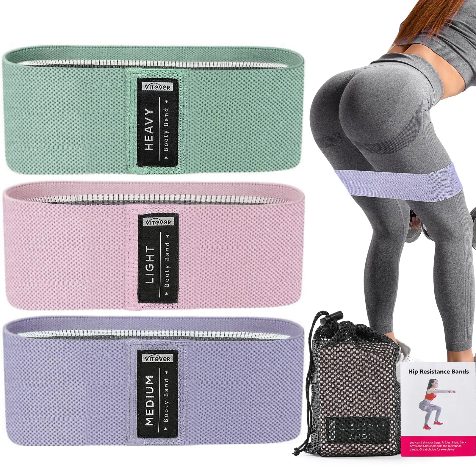 3 Levels Booty Bands Set Resistance Bands for Working Out Exercise Bands for Women Legs and Butt Yoga Starter Set